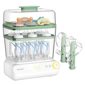 Momcozy Bottle Sterilizer and Dryer - Green and White